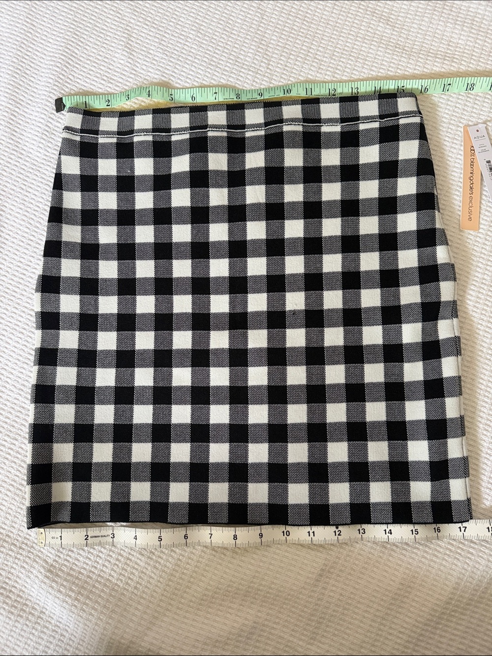 Aqua Black and White Gingham Mini Skirt